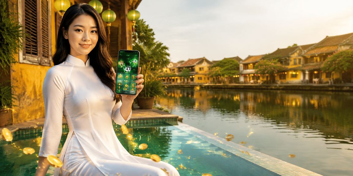 Phụ nữ Hội An mặc áo dài truyền thống tham gia trải nghiệm game trực tuyến qua ứng dụng di động