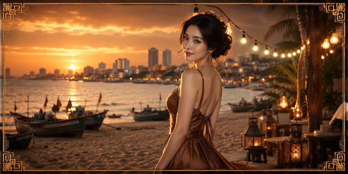 Khách du lịch tại Mũi Né thư giãn và chơi slots trực tuyến trên điện thoại bên bờ biển